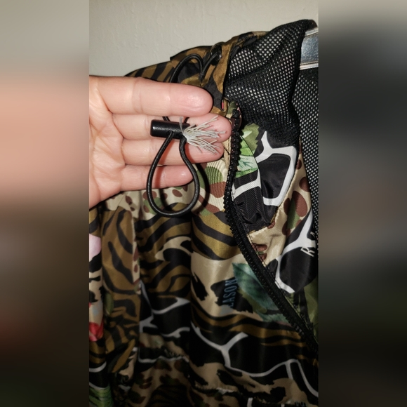 Animal Print Floral Hooded Woman Windbreaker Jacket Size L - Picture 5 of 8